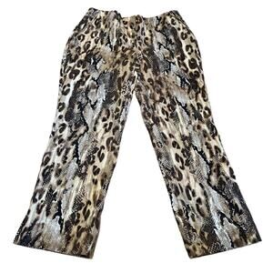Chicos Crop Pants Animal Print So Slimming Smooth Stretch Crop Black/Tan 00 NWT